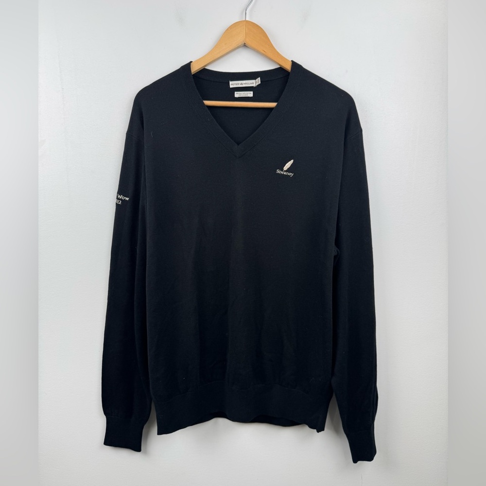 Peter Millar Men Silk Cashmere Cotton Blend Black Sweater Size XL